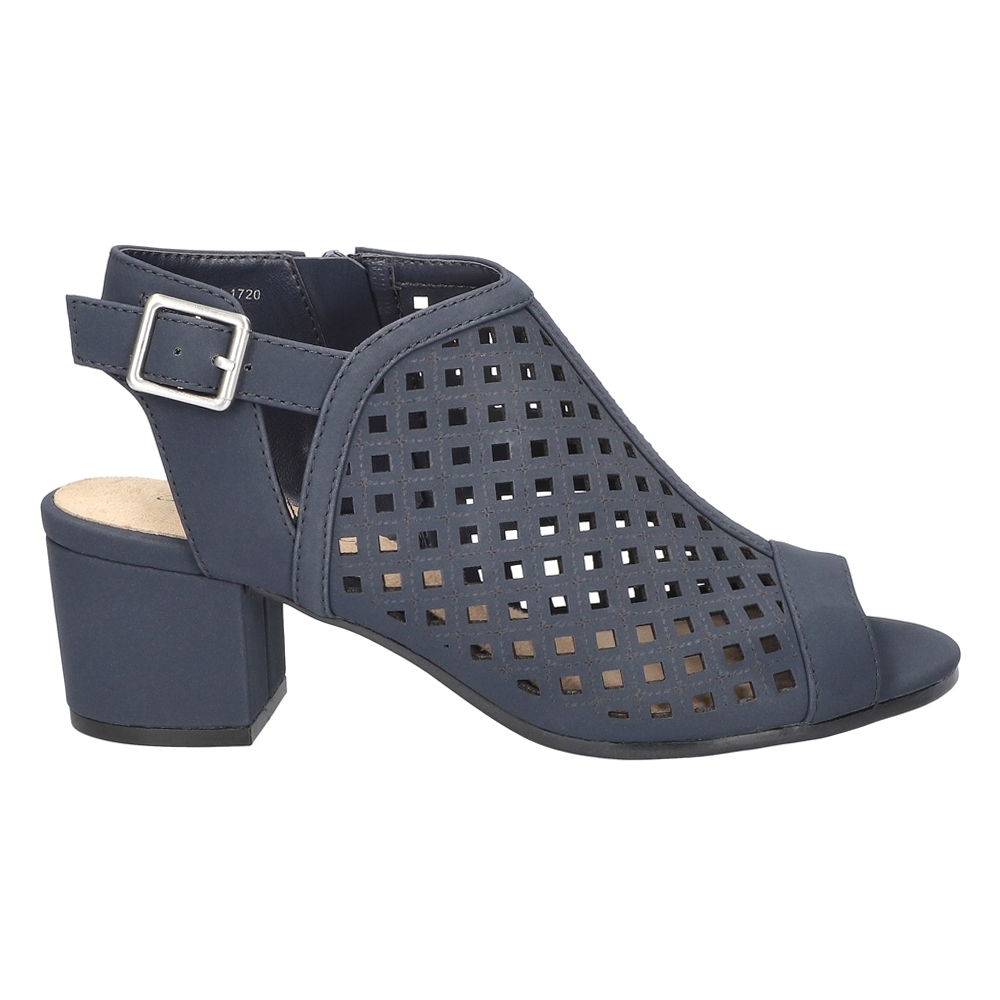 Easy Street Navy Cutout Block Heels